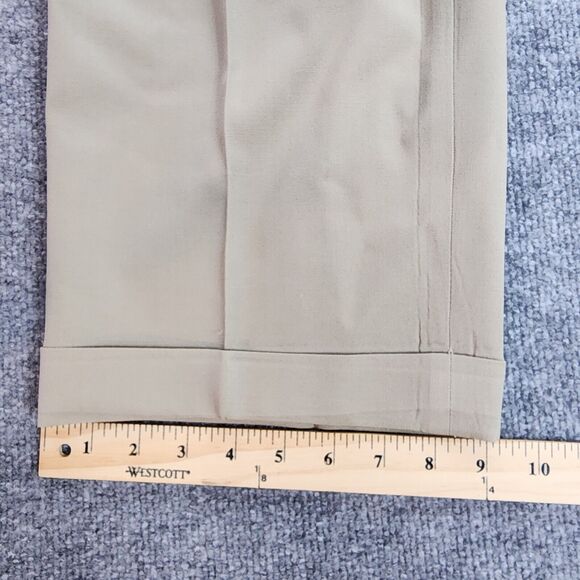 VTG Brooks Brothers Pants Mens 36x28.5 Beige Wool Pleated Cuffed USA Made Casual - Picture 10 of 16